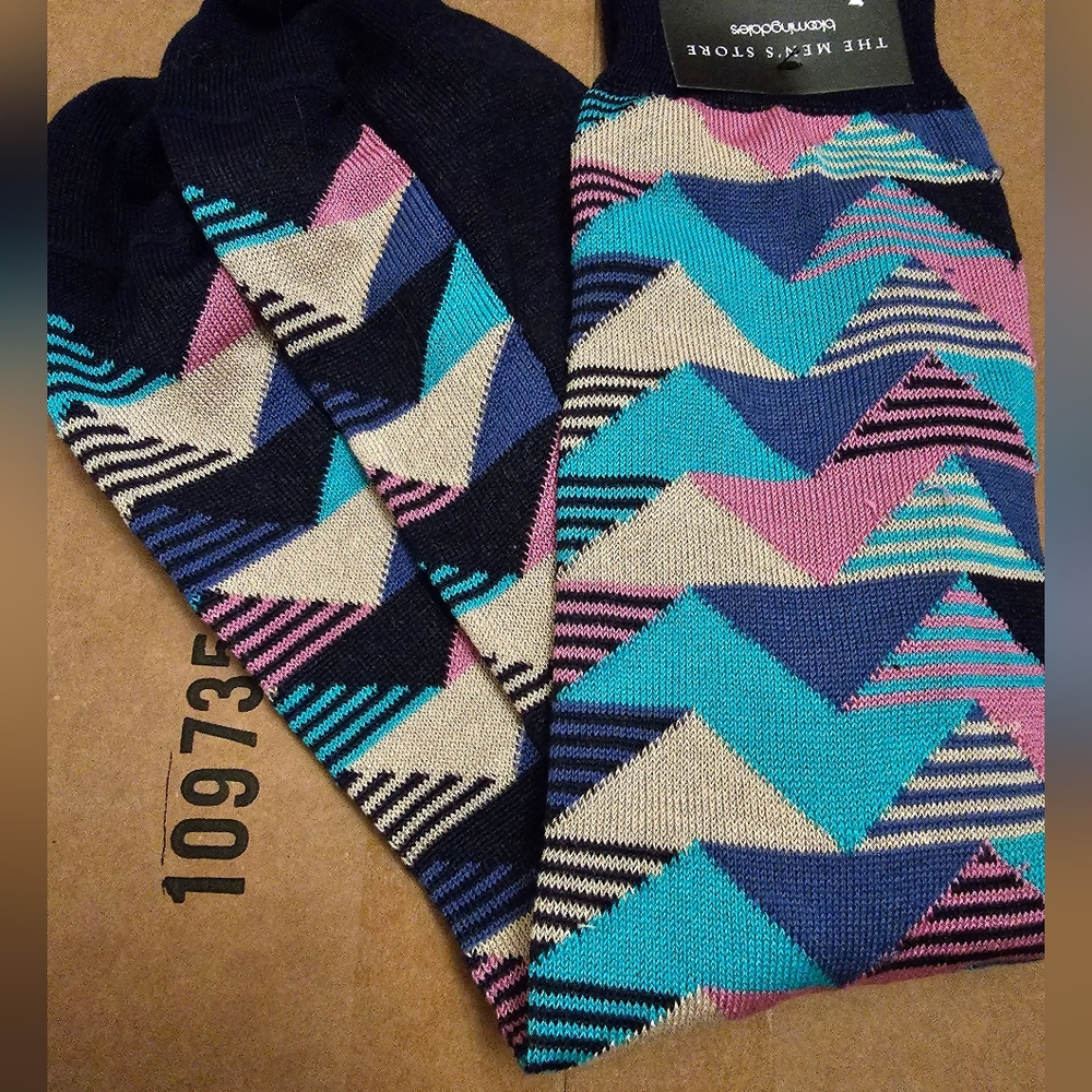 The Men's Store at Bloomingdale's Cotton Blend Geometric Crew Socks 10-13 Nwot